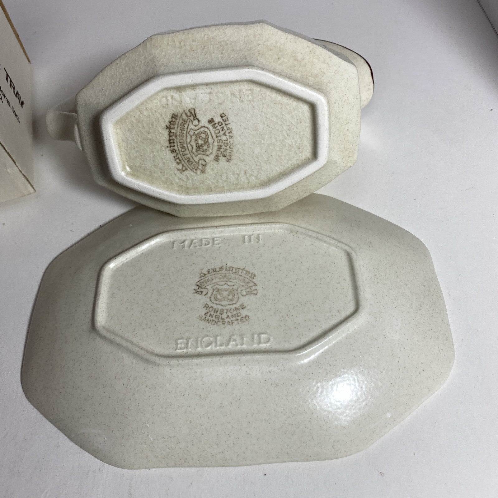 Vintage Kensington Staffordshire Ironstone~Gravy Boat w/ Underplate~"Canterbury"