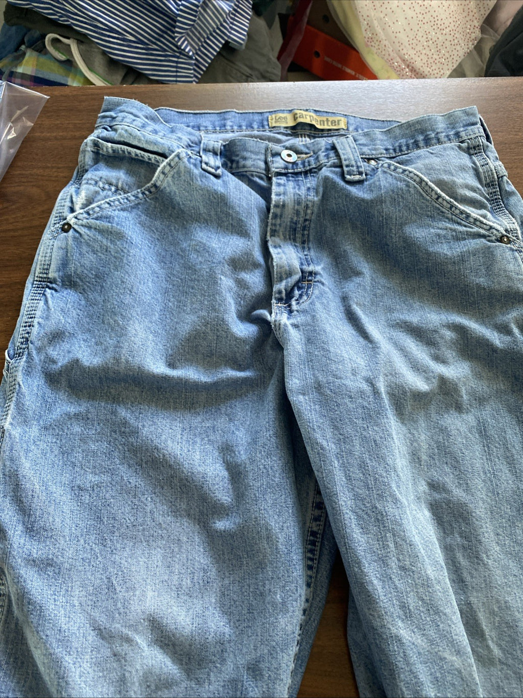 Lee Dungarees Carpenter Jeans Mens 33x32 Blue Denim Workwear Utility Distressed