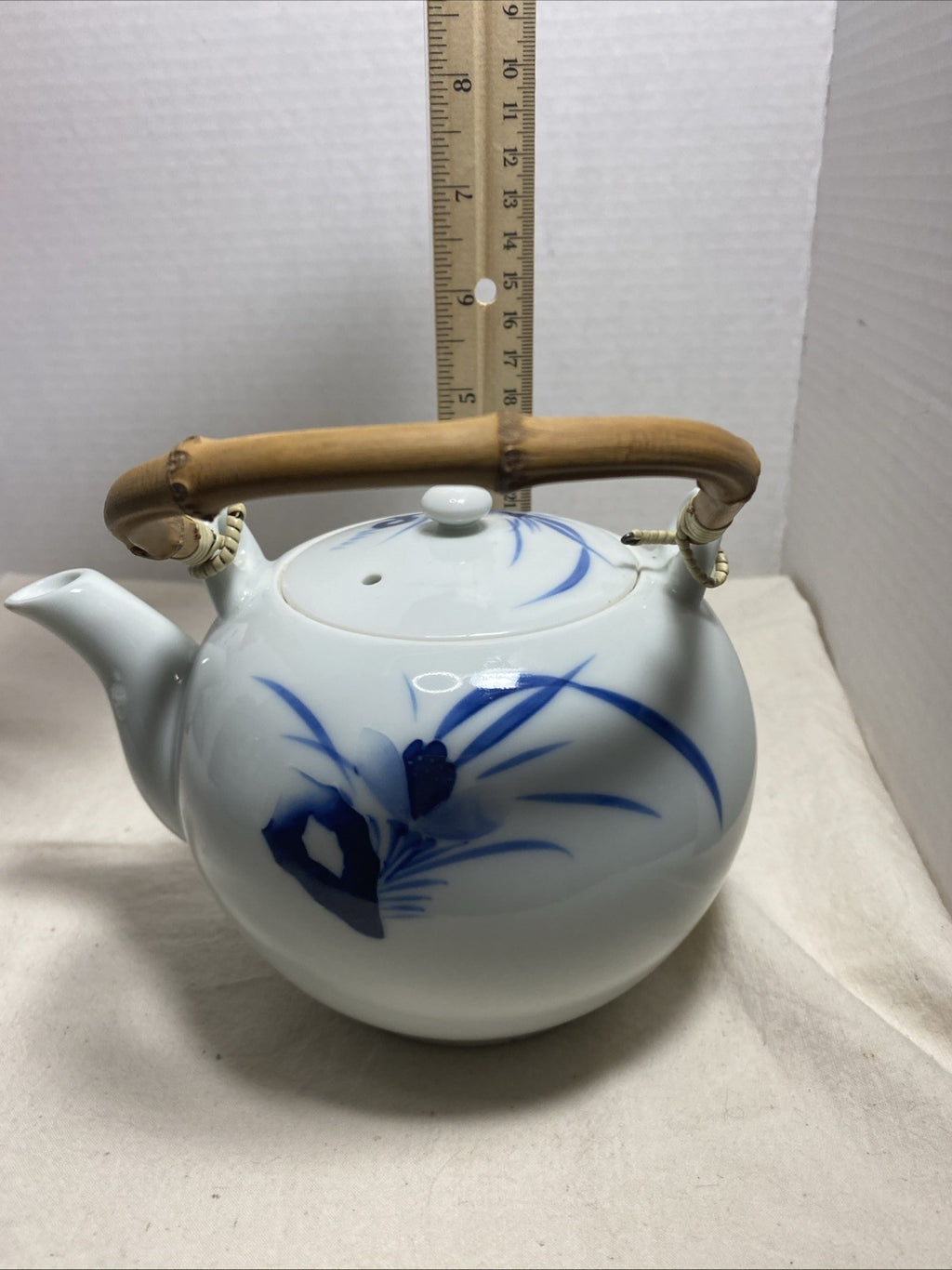 Oriental Blue Bamboo Flower  Teapot