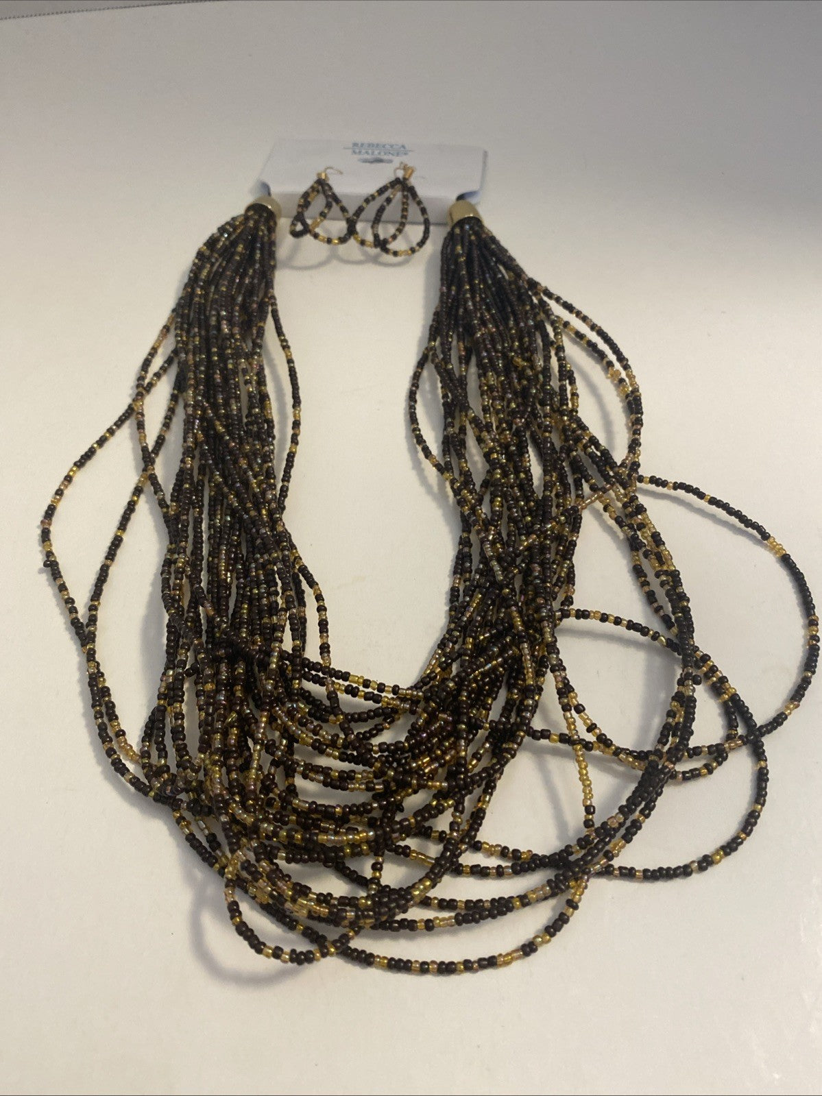 NWT Rebecca Malone 13 Strand Multi Colored Beaded Necklace earring set