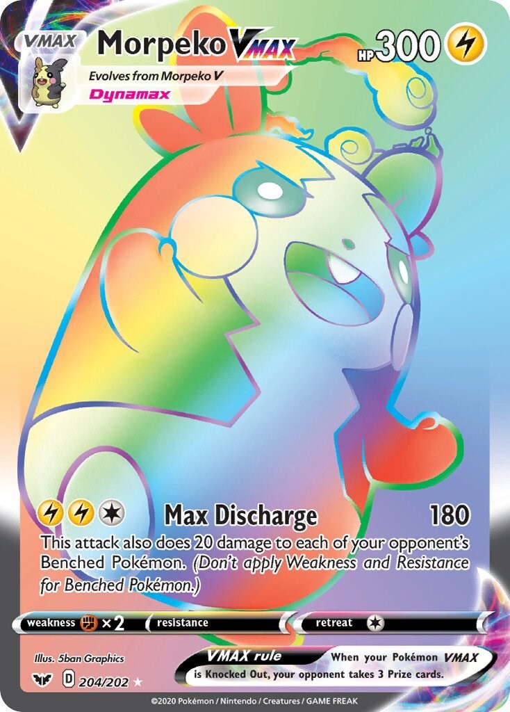Morpeko VMAX (Secret) 204/202 Swsh01: Sword & Shield Holo