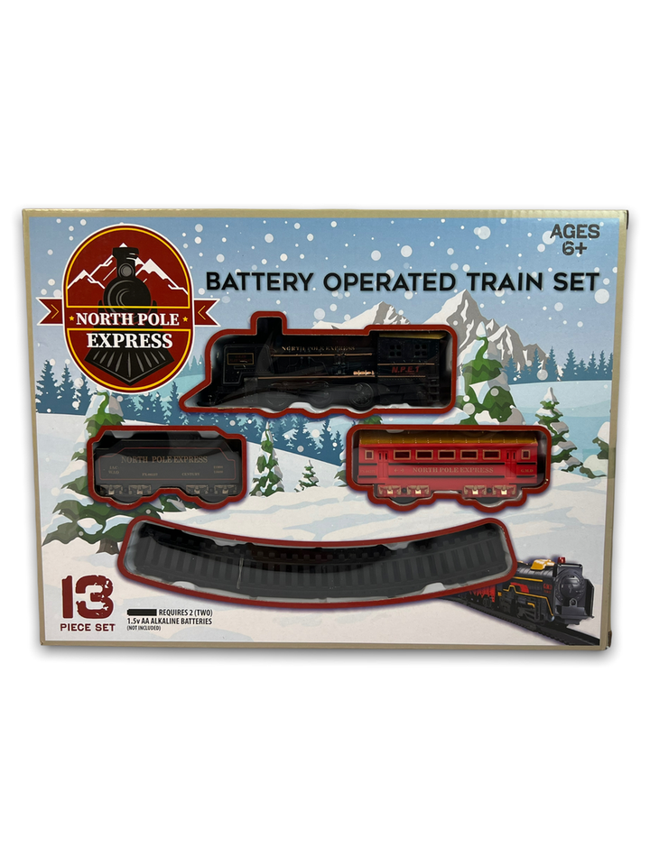 North Pole Express Battery Operated Train 13 Pc Set New Christmas Holiday 